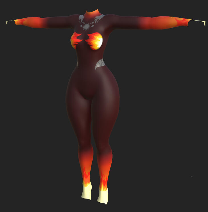 2025 Texture Commission for xKittyVR (Fire Theme Dance Bodysuit)