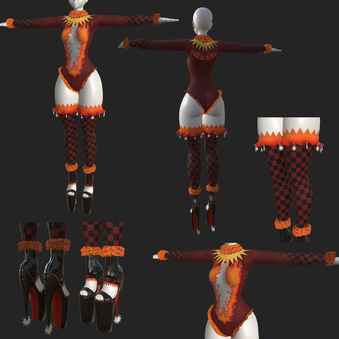 2025 Texture & Asset Commission for xKittyVR (Fire Theme Jester Set)